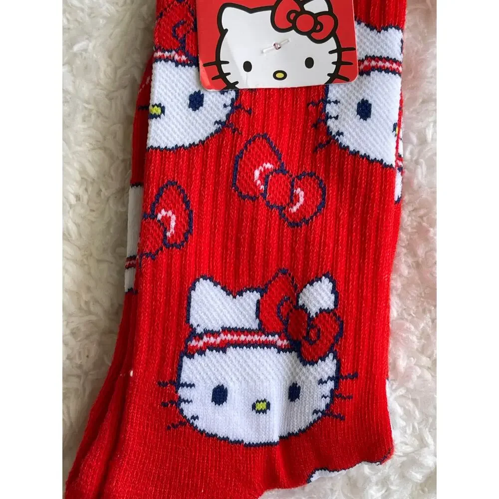 Sanrio Hello Kitty Red Crew Socks Mid Calf Size 5-10 Valentine's NEW Sanrio